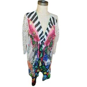 Ali Miles Size L Large Sheer Kimono style Artsy Elegant Top